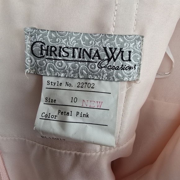 CHRISTINA WU Short Chiffon Dress Petal Pink‎ Womens Size 10 Blush Pastel Wedding - Picture 11 of 16
